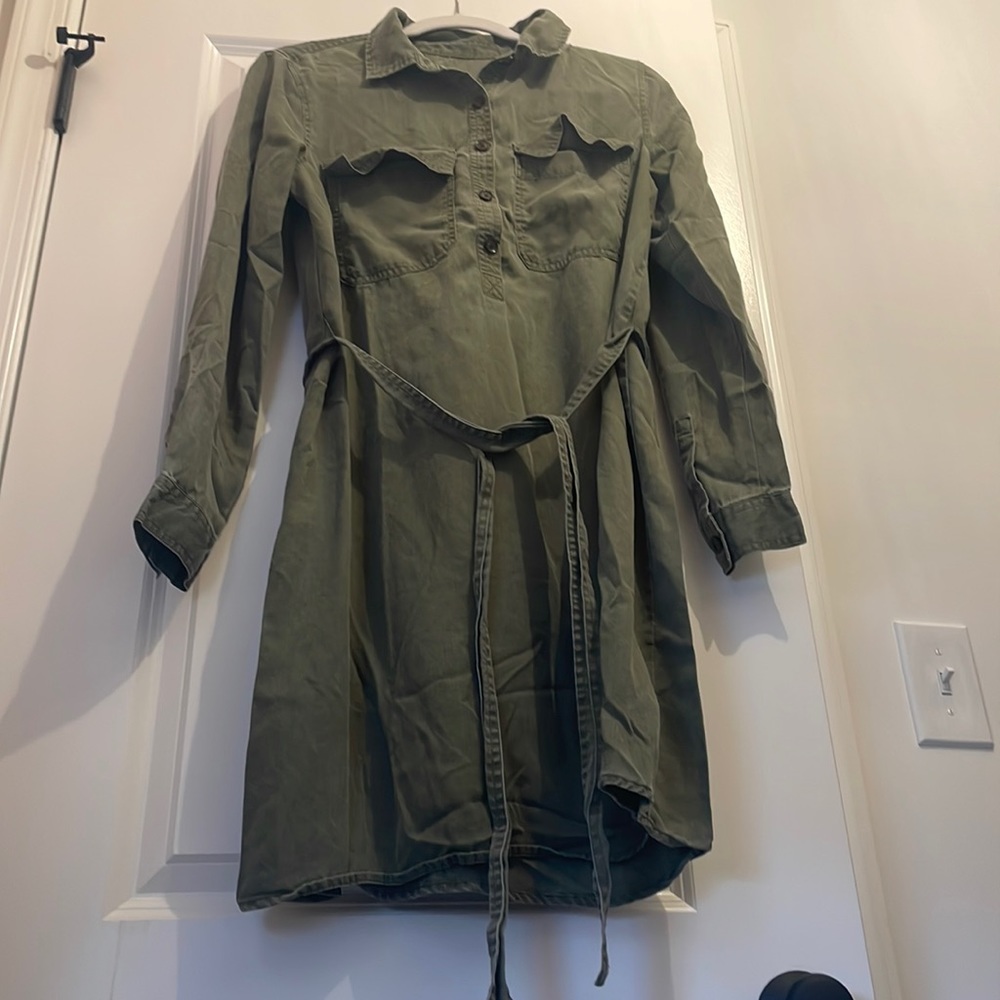 Olive green Gap shirt dress